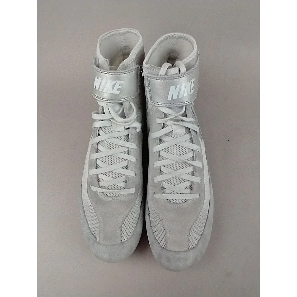 Nike Speedsweep‎ VII Wrestling Shoes Mens 10.5 Silver White 366683-100 High Top